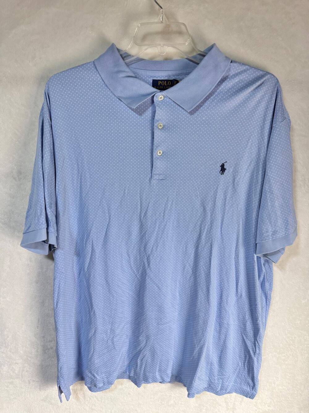 Polo Ralph Lauren Dotted Light Blue Short Sleeve Golf Shirt Size 2XB